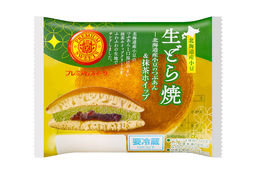 生どら焼（北海道産小豆使用のつぶあん＆抹茶ホイップ）