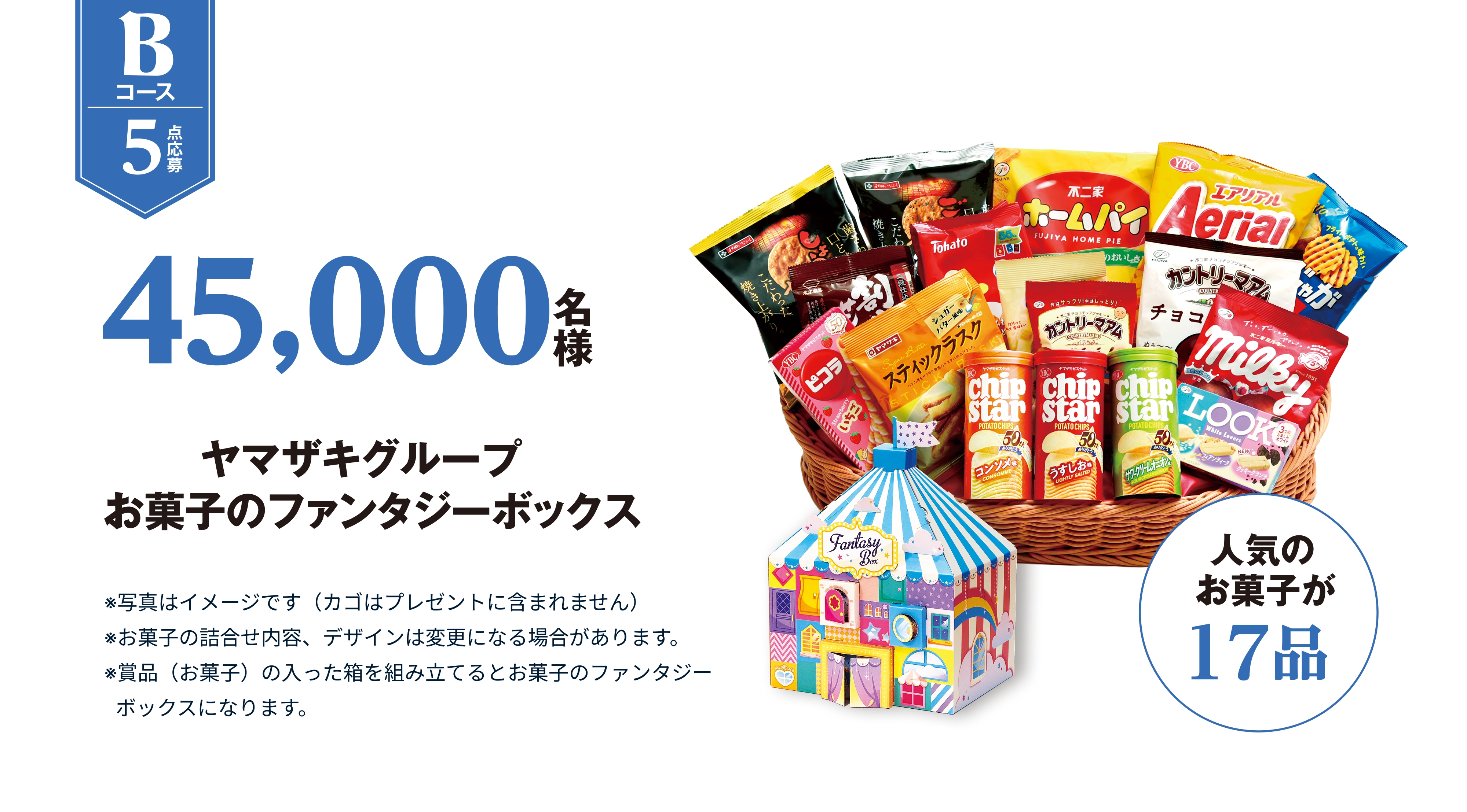 Bコース 5点応募 45,000名様 ヤマザキグループお菓子のファンタジーボックス