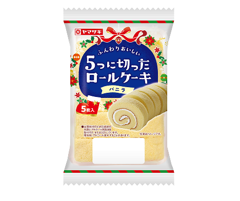 ５つに切ったロールケーキ（バニラ）