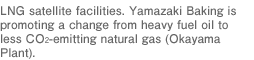 LNG satellite facilities. Yamazaki Baking is promoting a change from heavy fuel oil to less CO2-emitting natural gas (Okayama Plant).