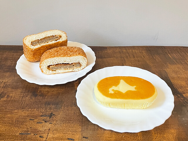 北海道チーズ蒸しケーキ　大きなメンチカツドーナツ