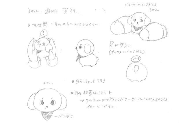 キャラクターデザインする際に描かれた資料