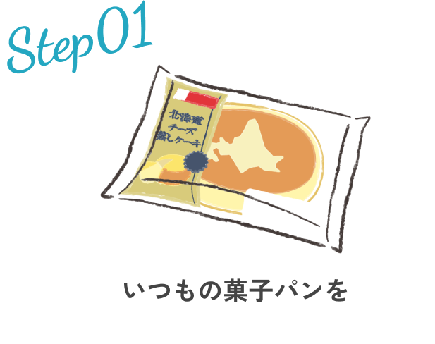 Step01.いつもの菓子パンを