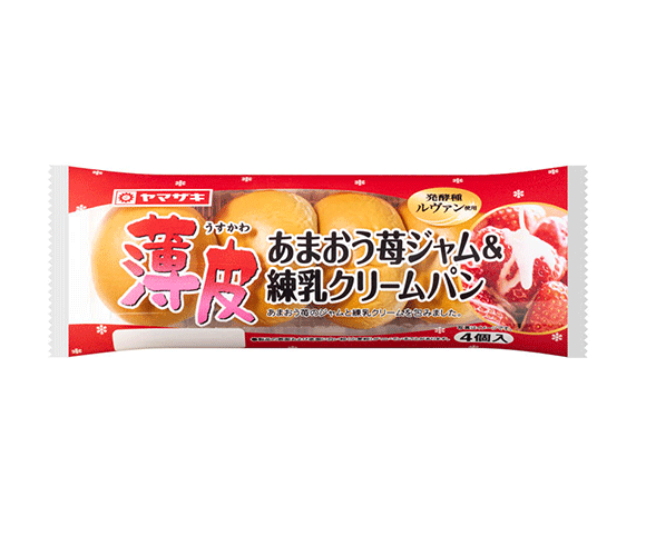 薄皮あまおう苺ジャム＆練乳クリームパン（4個入）