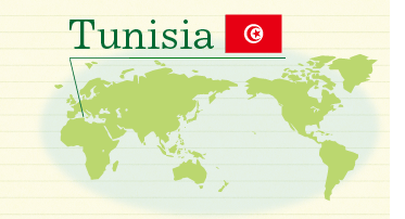 世界地図　Tunisia